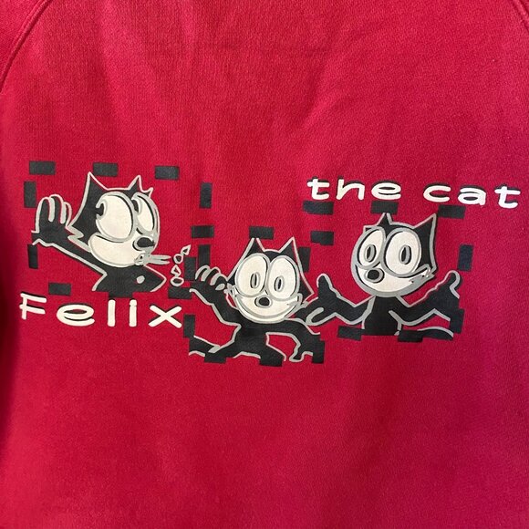 Vintage Felix The Cat Cartoon Zip Red Hoodie Size 4 (Men's M)  1998 Made in HK - Picture 3 of 8